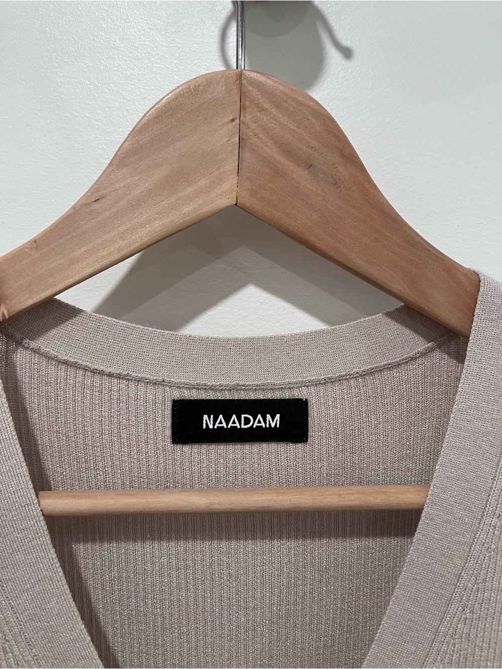 NAADAM Taupe Ribbed V-Neck Button Tank - Picture 2 of 4